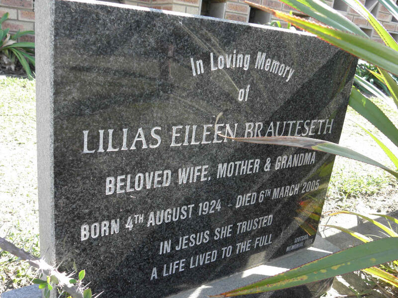 BRAUTESETH Lilias Eileen 1924-2005