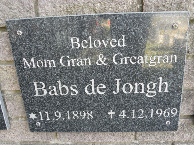 JONGH Babs, de 1898-1969
