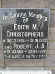 CHRISTOPHERS Robert J.A. 1919-1992 & Edith M. 1924-1992