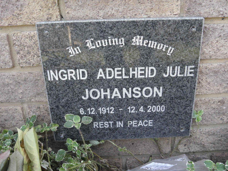 JOHANSON Ingrid Adelheid Julie 1912-2000