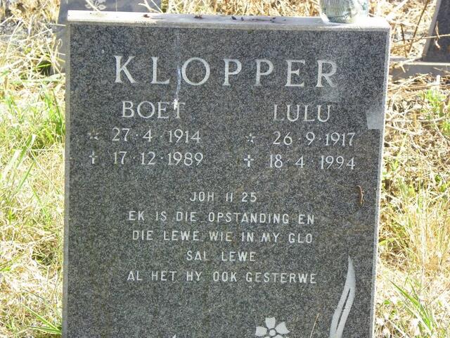 KLOPPER Boet 1914-1989 & Lulu 1917-1994