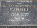 PLESSIS Johannes Lodewikus, du 1953-2012