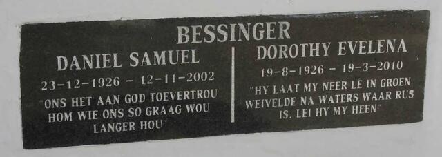 BESSINGER Daniel Samuel 1926-2002 & Dorothy Evelena 1926-2010