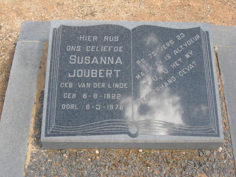 JOUBERT Susanna nee VAN DER LINDE 1922-1978