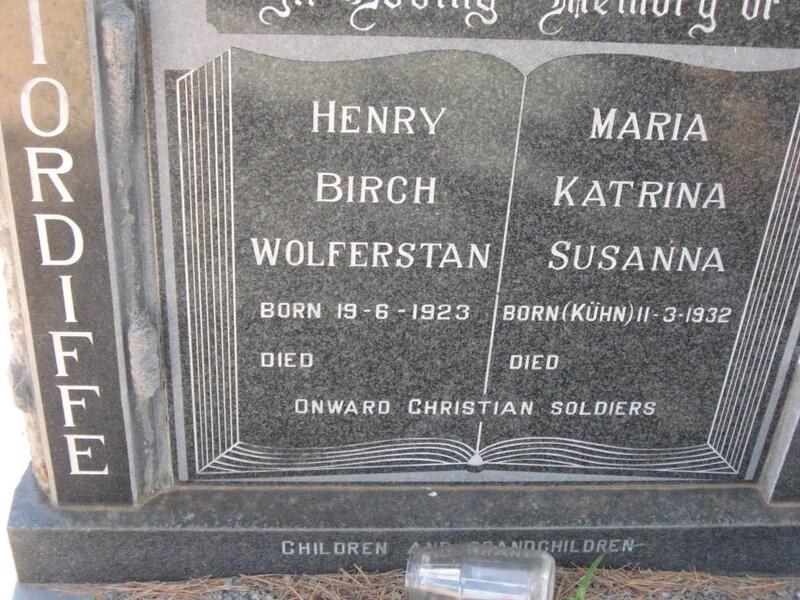 TORDIFFE Henry Birch Wolferstan 1923- & Maria Katrina Susanna KUHN 1932-