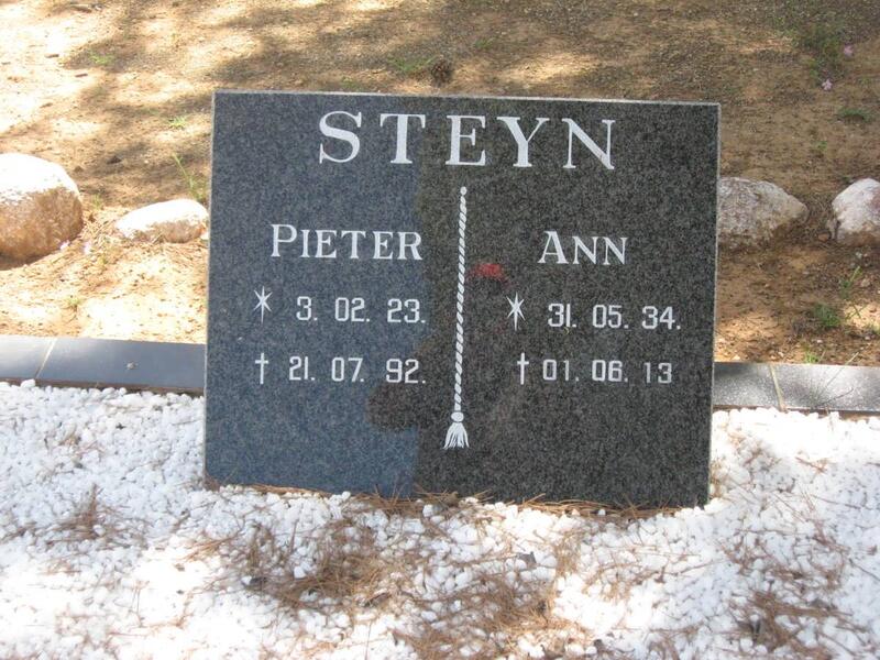 STEYN Pieter 1923-1992 & Ann 1934-2013