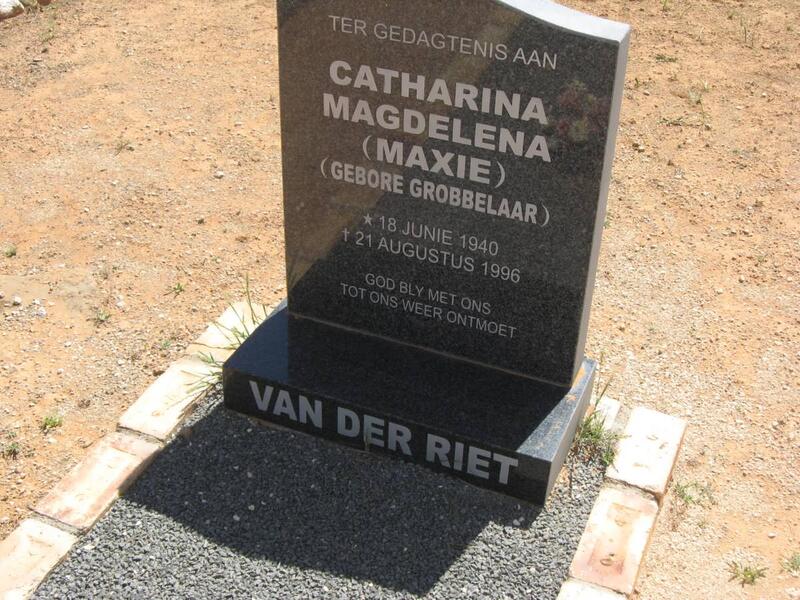 RIET Catharina Magdelena, van der nee GROBBELAAR 1940-1996