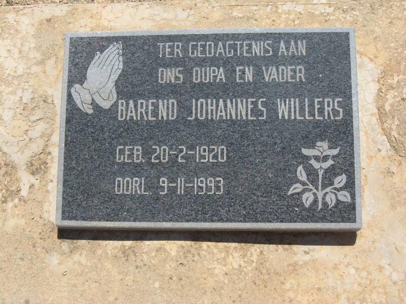 WILLERS Barend Johannes 1920-1993