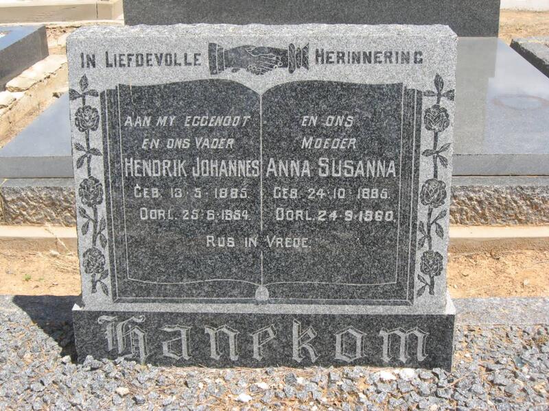 HANEKOM Hendrik Johannes 1885-1954 & Anna Susanna 1885-1960