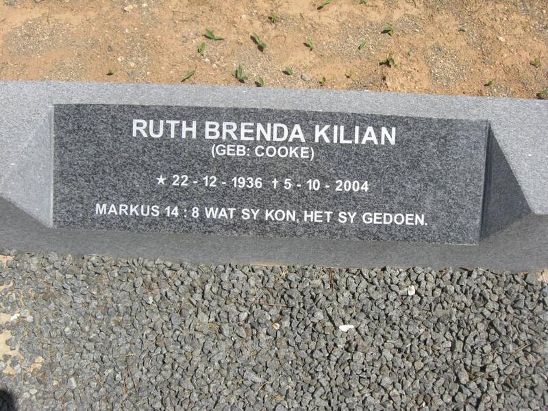 KILIAN Ruth Brenda nee COOKE 1936-2004