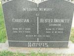 HARRIS Christian 1890-1966 & Hester Antonette JOHNSON 1893-1973