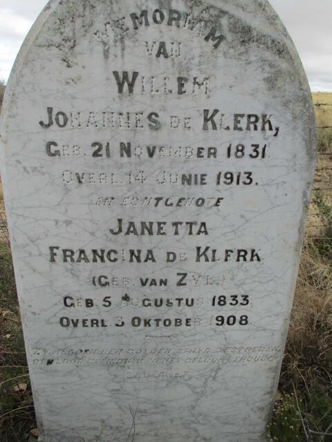 KLERK Willem Johannes, de 1831-1913 & Janetta Francina VAN ZYL 1833-1908