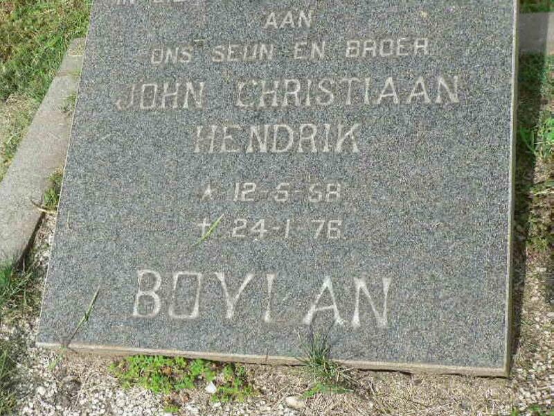 BOYLAN John Christiaan Hendrik 1958-1976