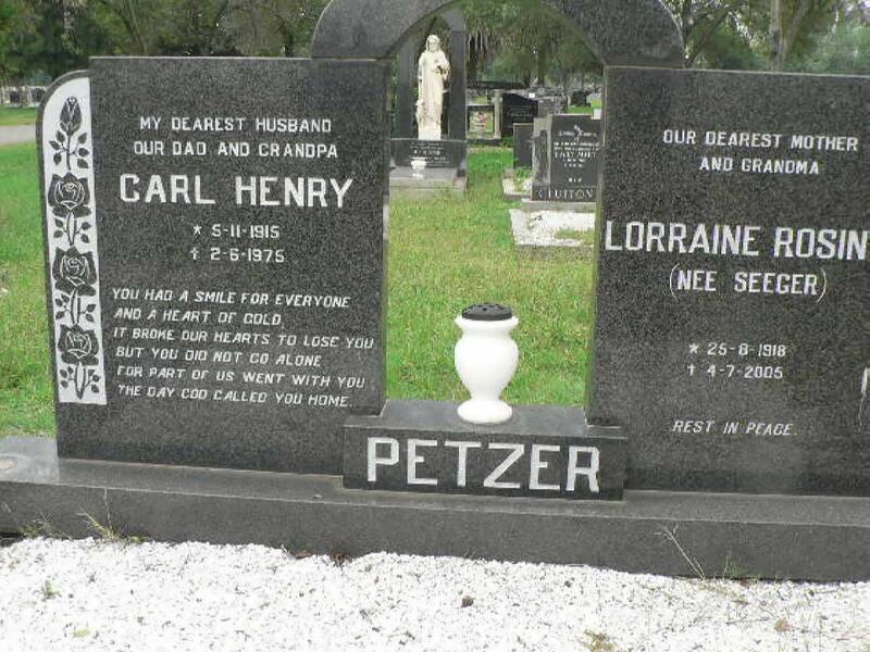 PETZER Carl Henry 1915-1975 & Lorraine Rosina SEEGER 1918-2005
