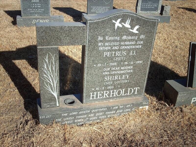 HERHOLDT Pieter J.J. 1928-1997 & Shirley LOTTER 1933-