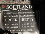 SOETLAND Freek 1939-2003 & Betty 1942-2005