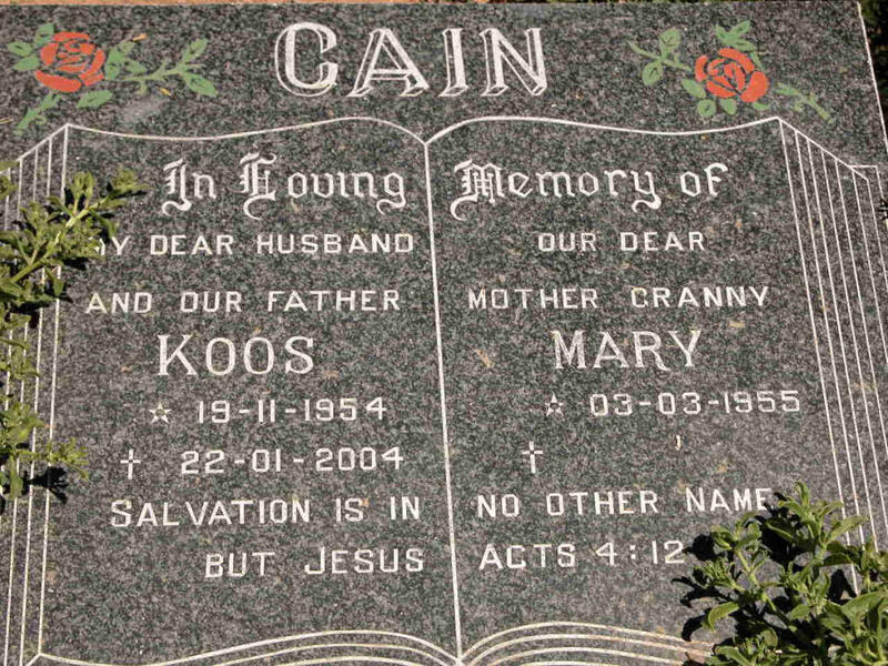CAIN Koos 1954-2004 & Mary 1955-