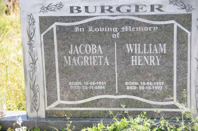 BURGER William Henry 1927-1997 & Jacoba Magrieta 1934-2004