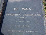 WAAL Jacob Johannes, de 1903-1981 & Dorothea Magdalena 1906-1998