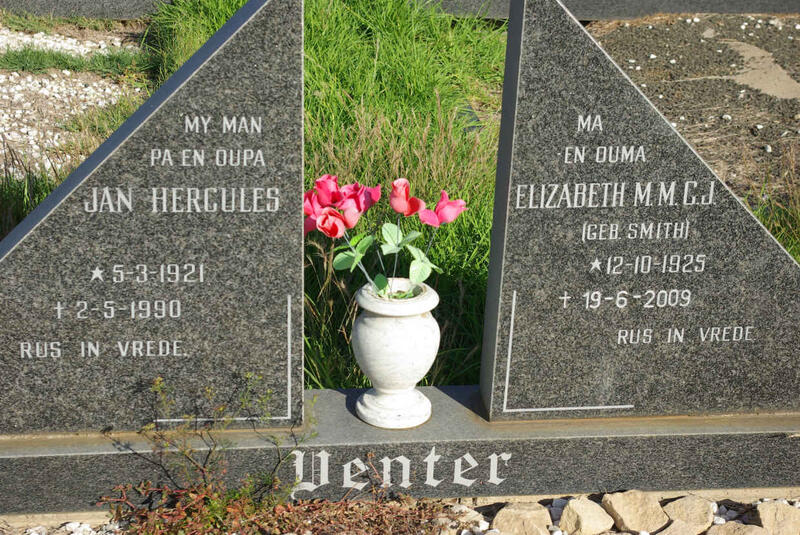 VENTER Jan Hercules 1921-1990 & Elizabeth M.M.C.J. SMITH 1925-2009