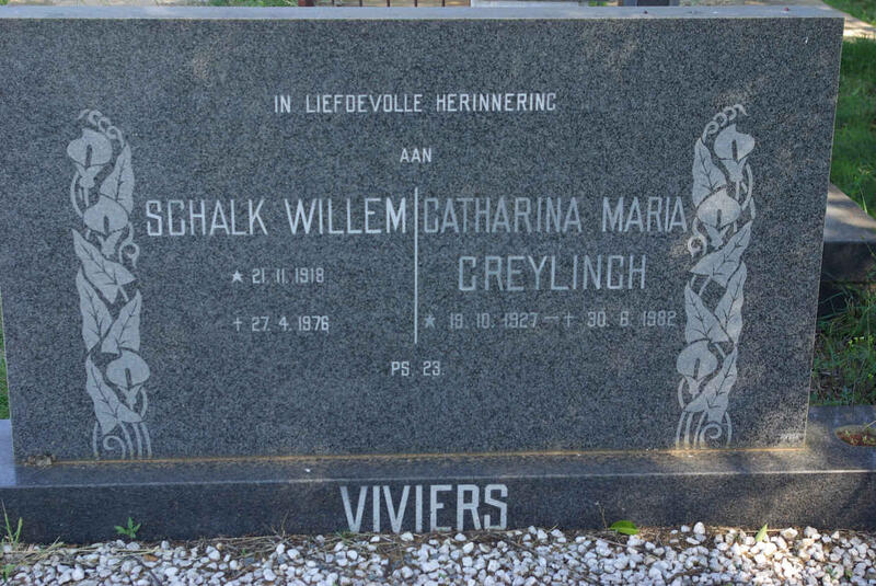 VIVIERS Schalk Willem 1918-1976 & Catharina Maria GREYLINGH 1927-1982
