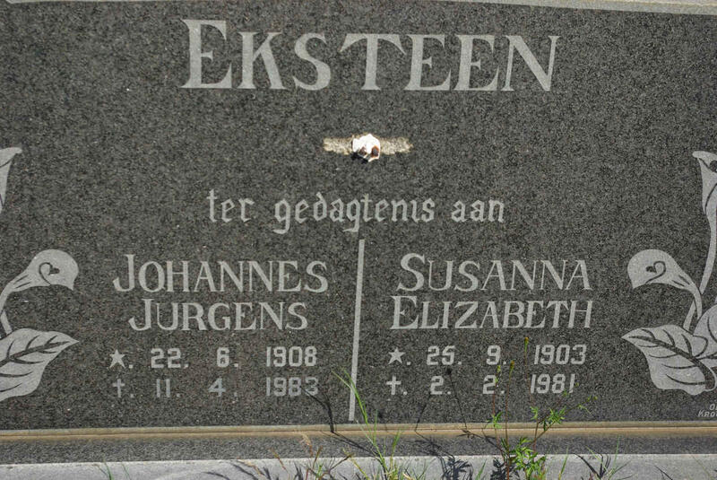 EKSTEEN Johannes Jurgens 1908-1983 & Susanna Elizabeth 1903-1981
