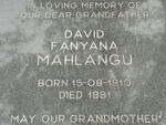 MAHLANGU David Fanyana 1910-1991