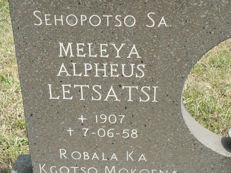 LETSATSI Meleya Alpheus 1907-1958