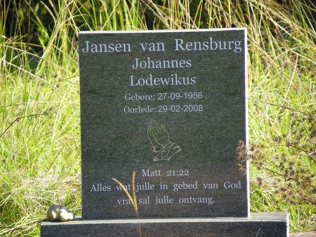 RENSBURG Johannes Lodewikus, Jansen van 1956-2008