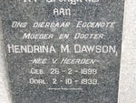 DAWSON Hendrina M. nee V. HEERDEN 1899-1939