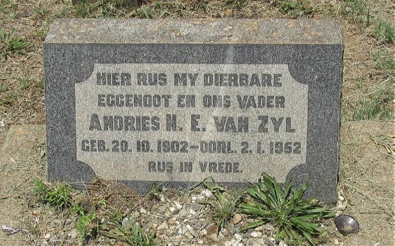 ZYL Andries N.E., van 1902-1952