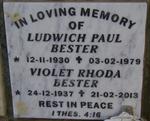 BESTER Ludwich Paul 1930-1979 & Violet Rhoda 1937-2013