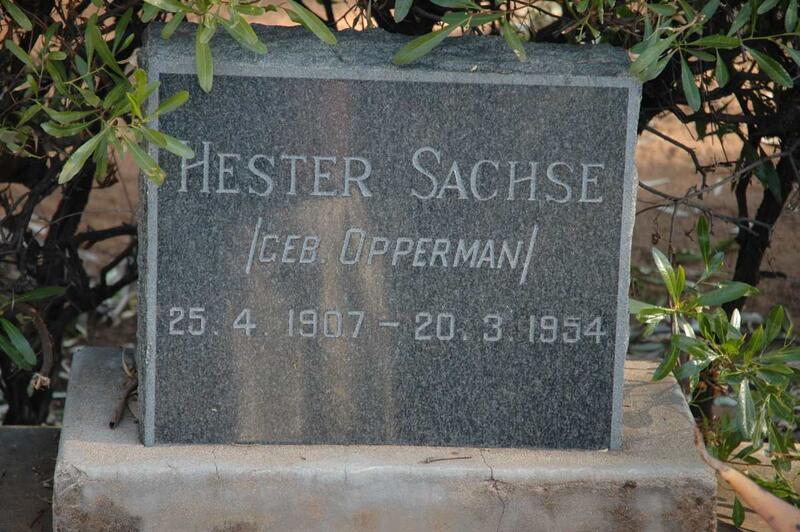 SACHSE Hester nee OPPERMAN 1907-1954