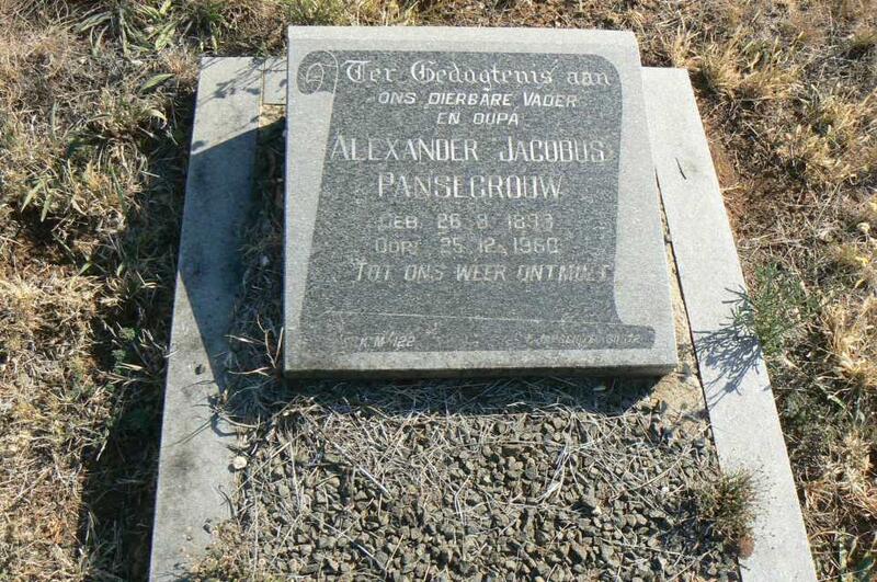PANSEGROUW Alexander Jacobus 1893-1960