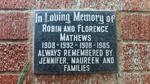 MATHEWS Robin 1908-1992 & Florence 1908-1985