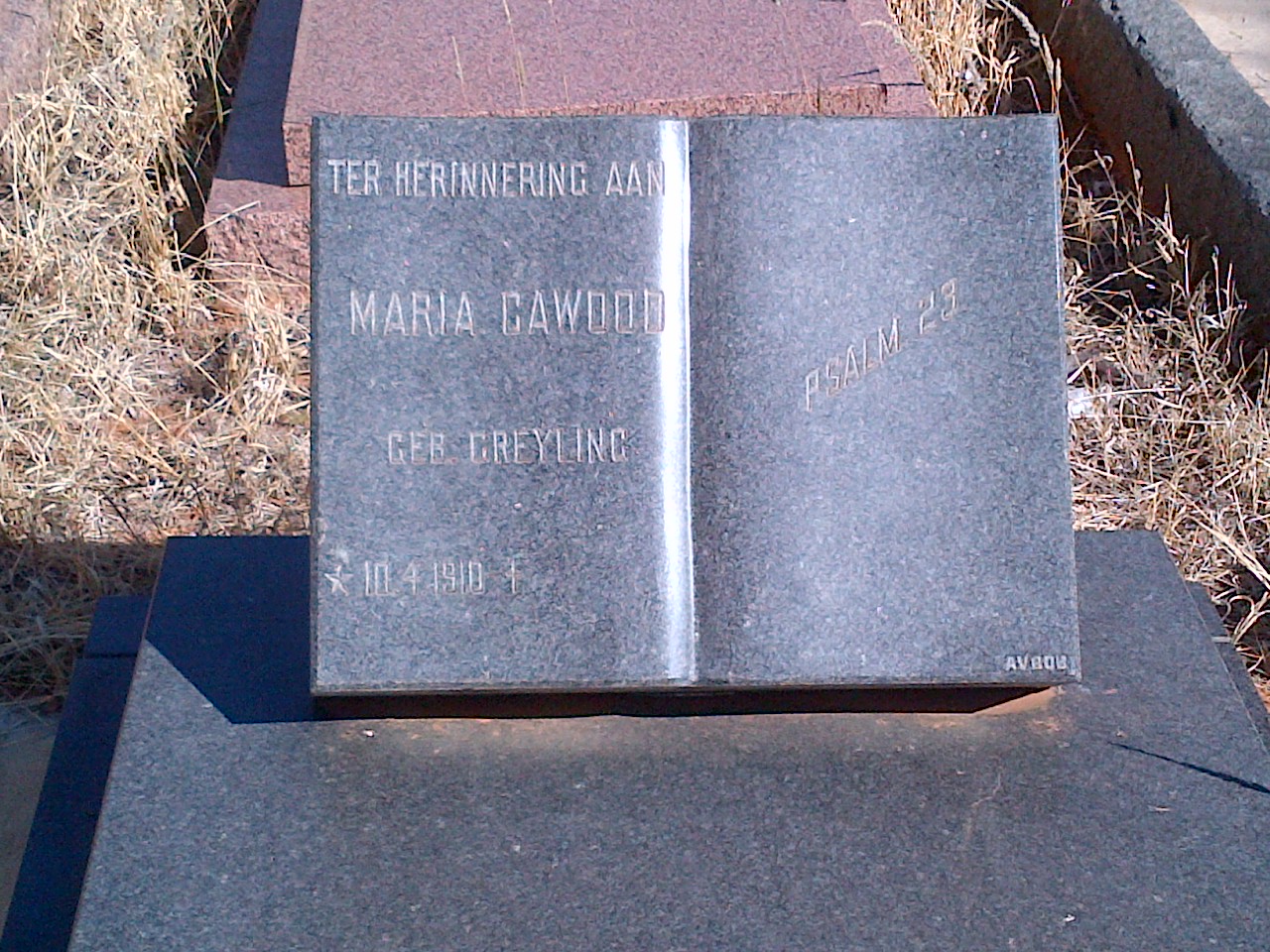 CAWOOD Maria nee GREYLING 1910-