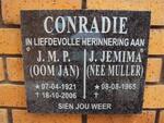CONRADIE Jan Marthinus Petrus 1921-2006 & Johanna Jemima MULLER 1925-2015