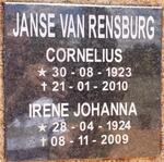 RENSBURG Cornelius, Janse van 1923-2010 & Irene Johanna 1924-2009