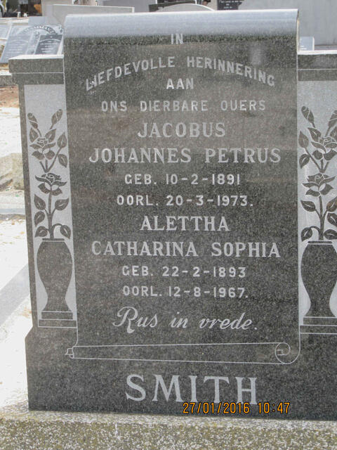 SMITH Jacobus Johannes Petrus 1891-1973 & Alettha Catharina Sophia 1893-1967