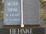 BEHNKE Hester Sophia 1922-1974