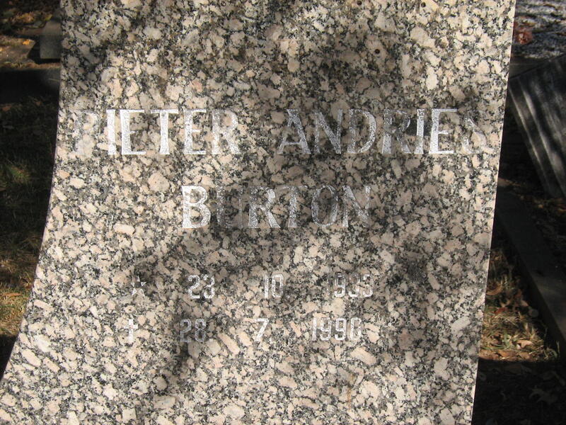 BURTON Pieter Andries 1933-1990