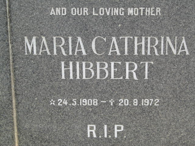 HIBBERT Maria Cathrina 1908-1972
