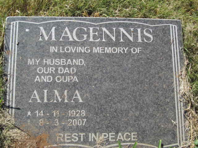 MAGENNIS Alma 1928-2007
