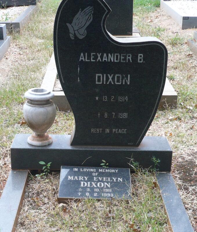 DIXON Alexander B. 1914-1981 & Mary Eveline 1911-1993
