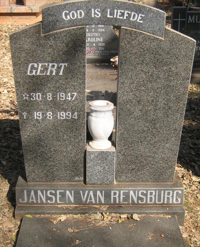 RENSBURG Gert, Jansen van 1947-1994