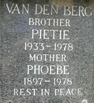 BERG Phoebe, van den 1897-1978 :: VAN DEN BERG Pietie 1933-1978