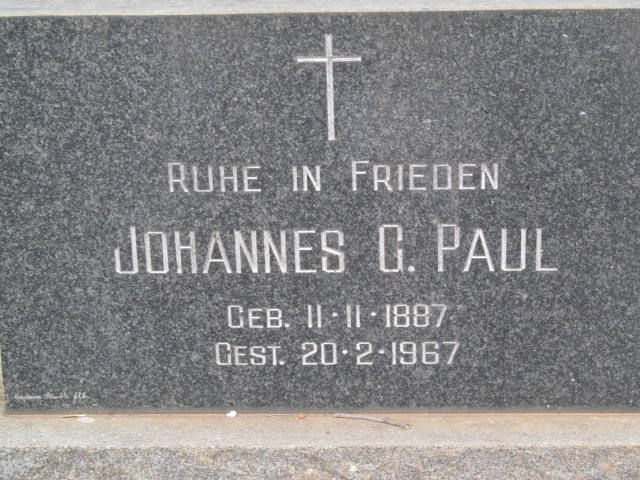 PAUL Johannes G. 1887-1967