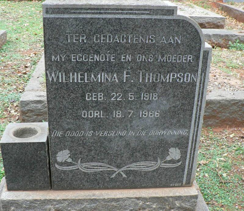 THOMPSON Wilhelmina F. 1918-1966