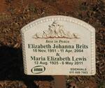 LEWIS Maria Elizabeth 1925-2011 :: BRITS Elizabeth Johanna 1951-2004