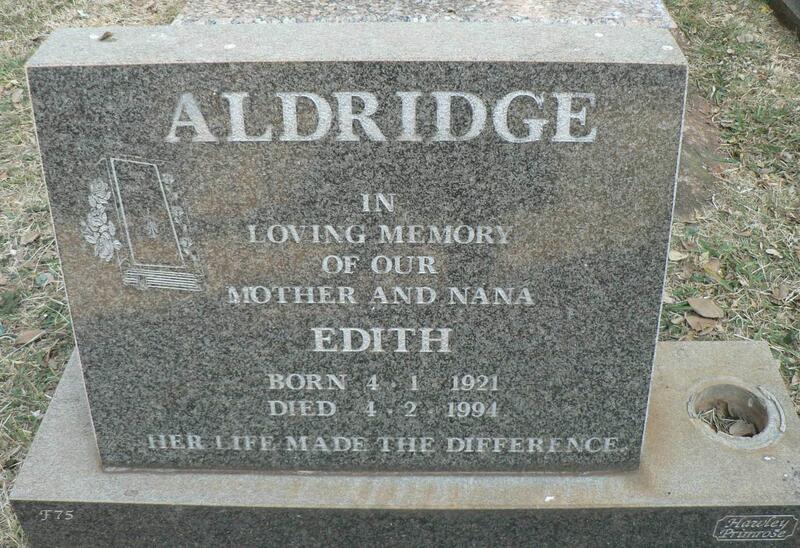ALDRIDGE Edith 1921-1994